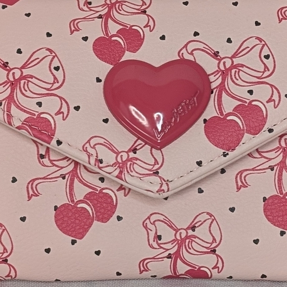 Betsey Johnson Pink Heart Cherries Bifold Wallet NWT - Picture 6 of 6